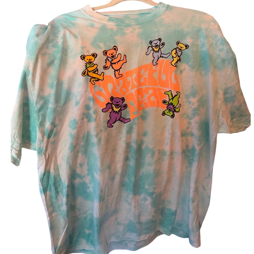 Grateful Dead Bears Graphic Mens Blue Tie-Dye Short Sleeve T-Shirt Size L/XL NWT